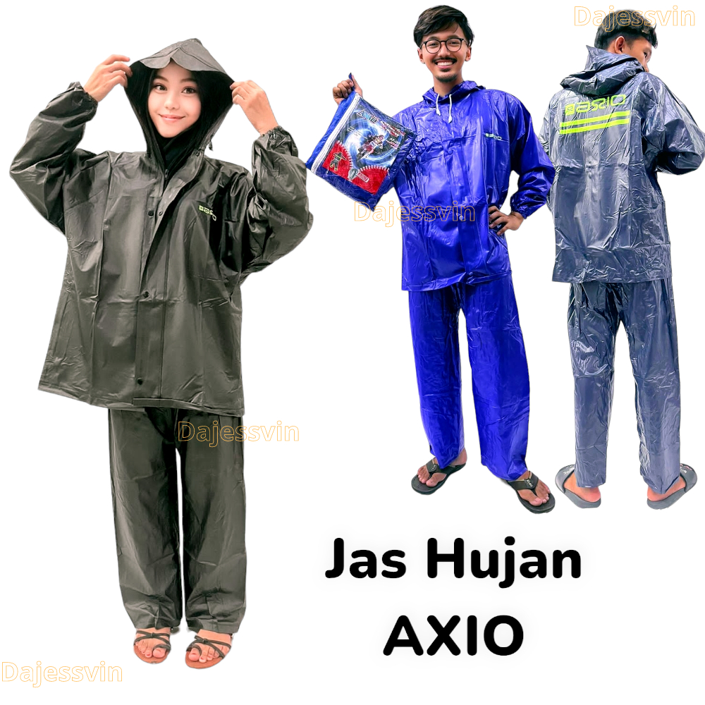 Jual Jas Hujan AXIO Karet Rubber Mantol Jaket Celana Dewasa Pria Wanita