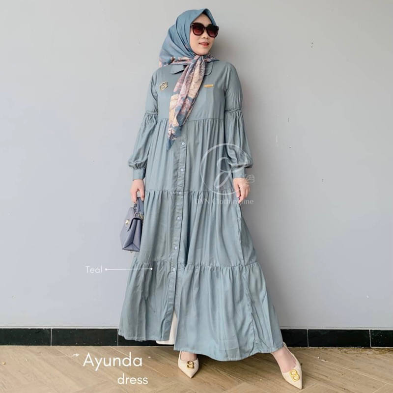 Jual Dyn Ayunda Dress Part Dress Wanita Simple Busana Muslim