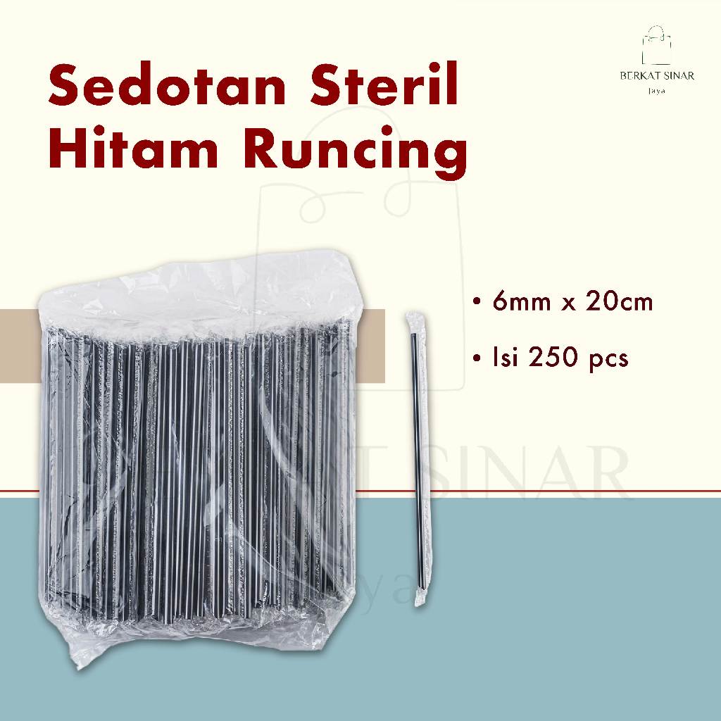 Jual Sedotan Steril 6mm X 20cm Hitam Sedotan Kopi Hitam Runcing