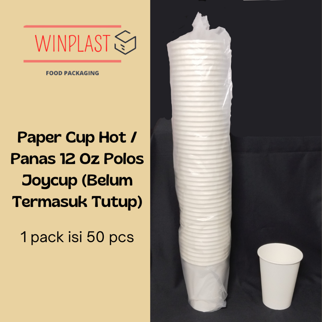 Jual Paper Cup Gelas Kertas Polos 12 Oz Hot Panas Isi 50 Pcs