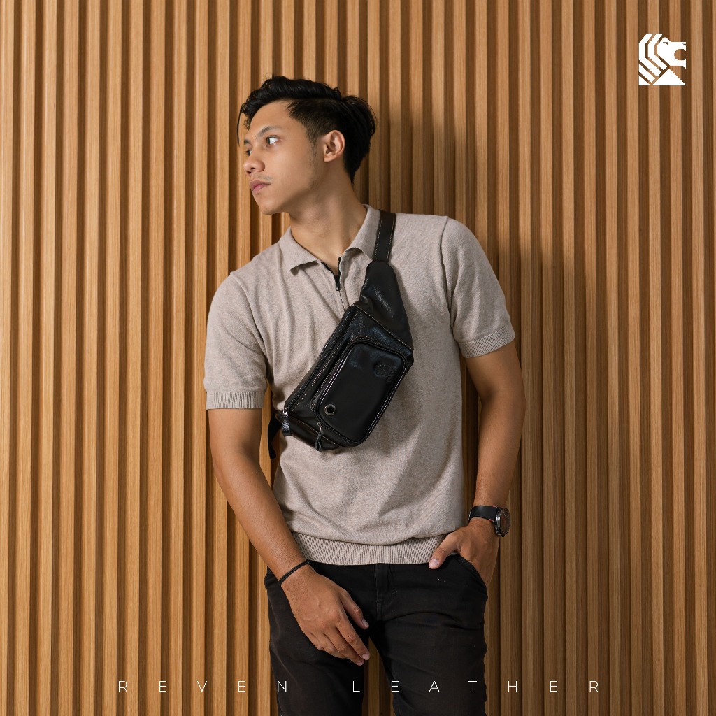 Jual Reven Leather Waistbag Pria Kulit Asli Zeus Waistbag Model