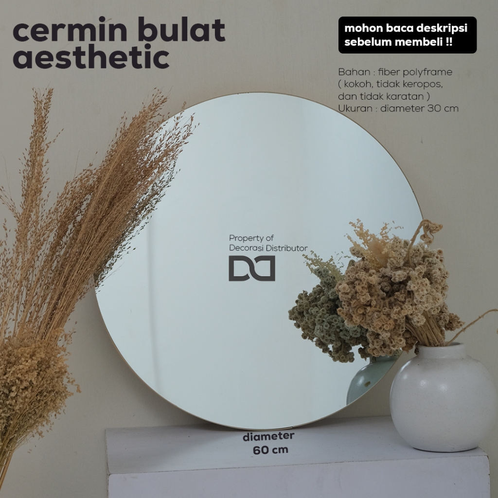 Jual Cermin Dinding Oval Bulat Premium Aesthetic Diameter 30 40 Dan 60