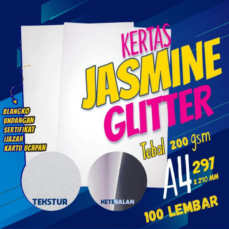 Jual Kertas Jasmine Glitter 200 Gsm A4 Isi 100 Lembar Kertas Jasmine