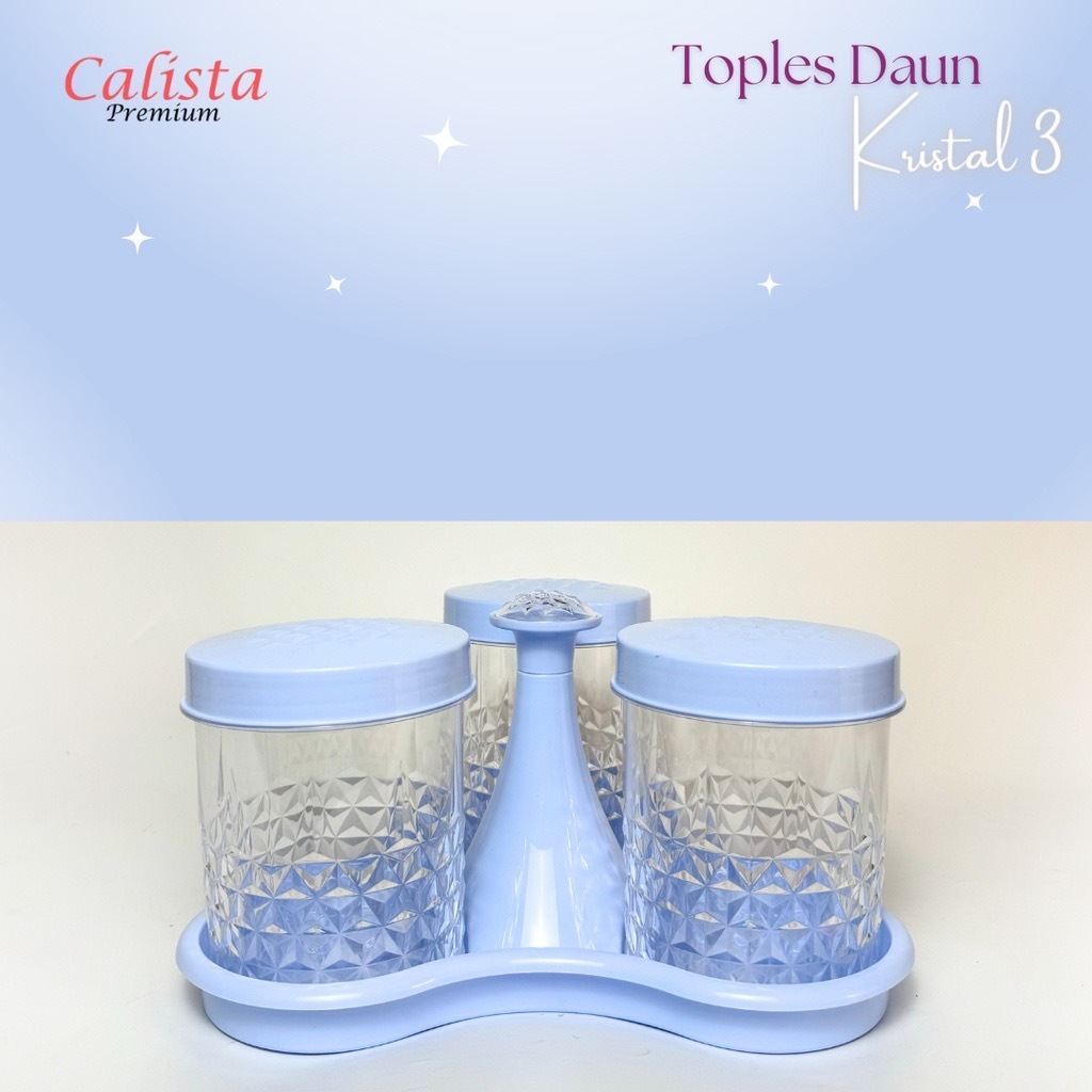 Jual Calista Toples Kristal Tiga Daun Toples Set Kue Lebaran 4 In 1