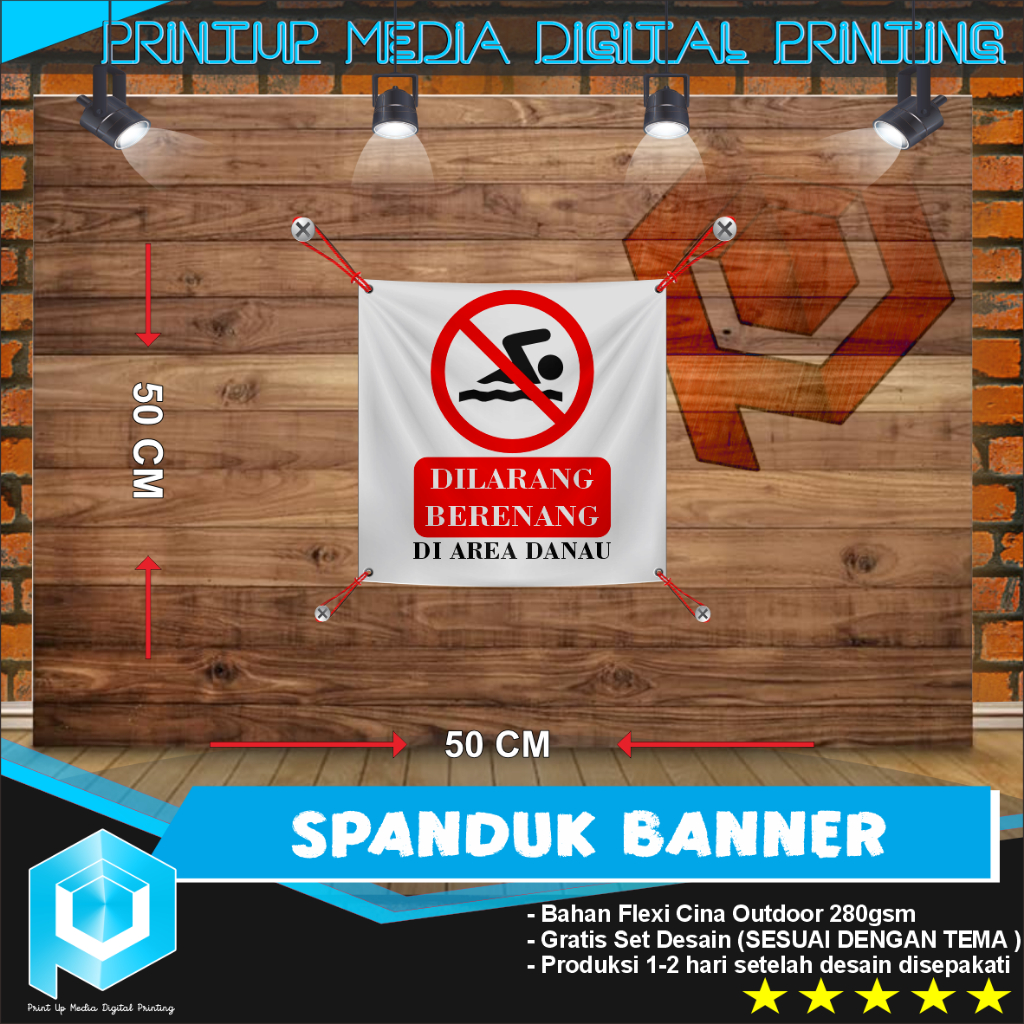 Jual SPANDUK BANNER PAMPLET DILARANG BERENANG FREE DESAIN CUSTOM