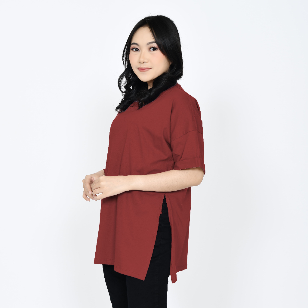 Jual Oversize T Shirt With Slit Premium Cotton Kaos Oversize Wanita