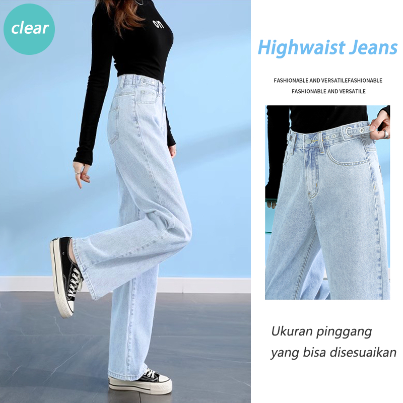 Jual Celana Jeans Wanita Kekinian Kulot Highwaist Jeans High Waist