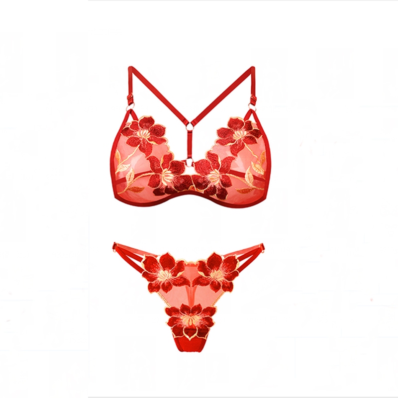 Jual Lingerie Set Bra Wanita Bikini Sexy Transparan Hot Bunga Big Size