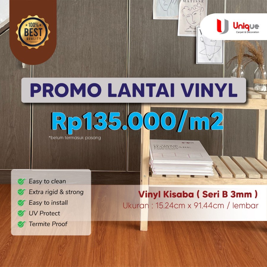 Jual Karpet Vinyl Lantai Kayu Vinyl Plank Kisaba 3mm Lantai Vinyl