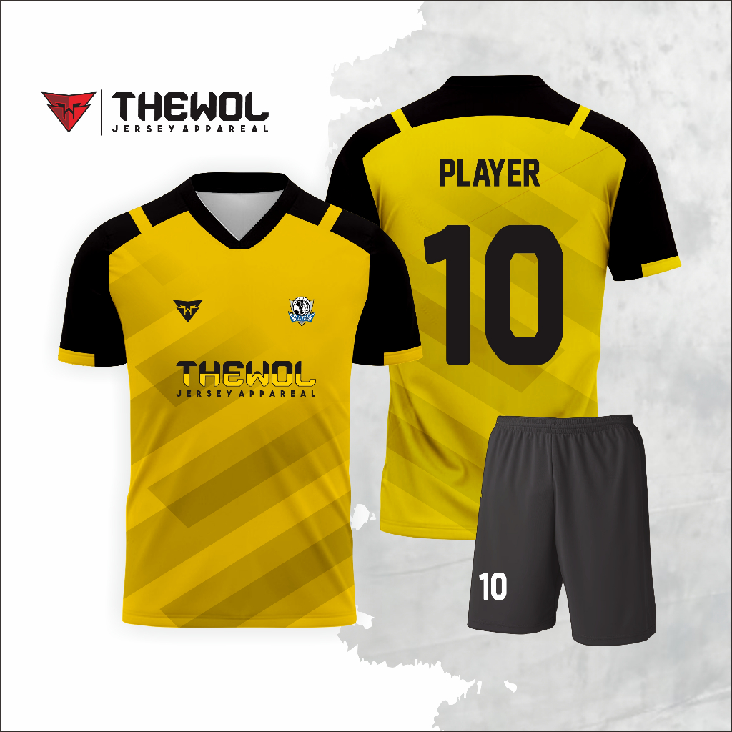 Jual Jersey Kaos Futsal Kuning Hitam Full Printing Premium Satuan