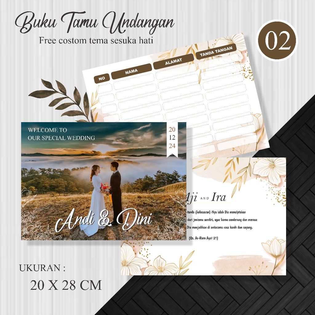 Jual Buku Tamu Custom Buku Tamu Pernikahan Custom Elegant Wedding