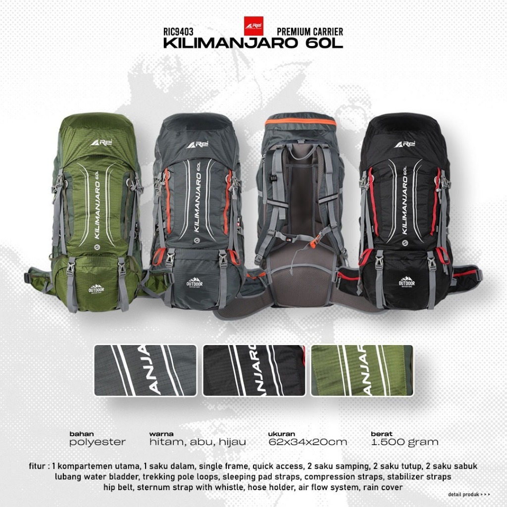 Jual Tas Gunung Carrier Arei Kilimanjaro L Outdoorgear Original