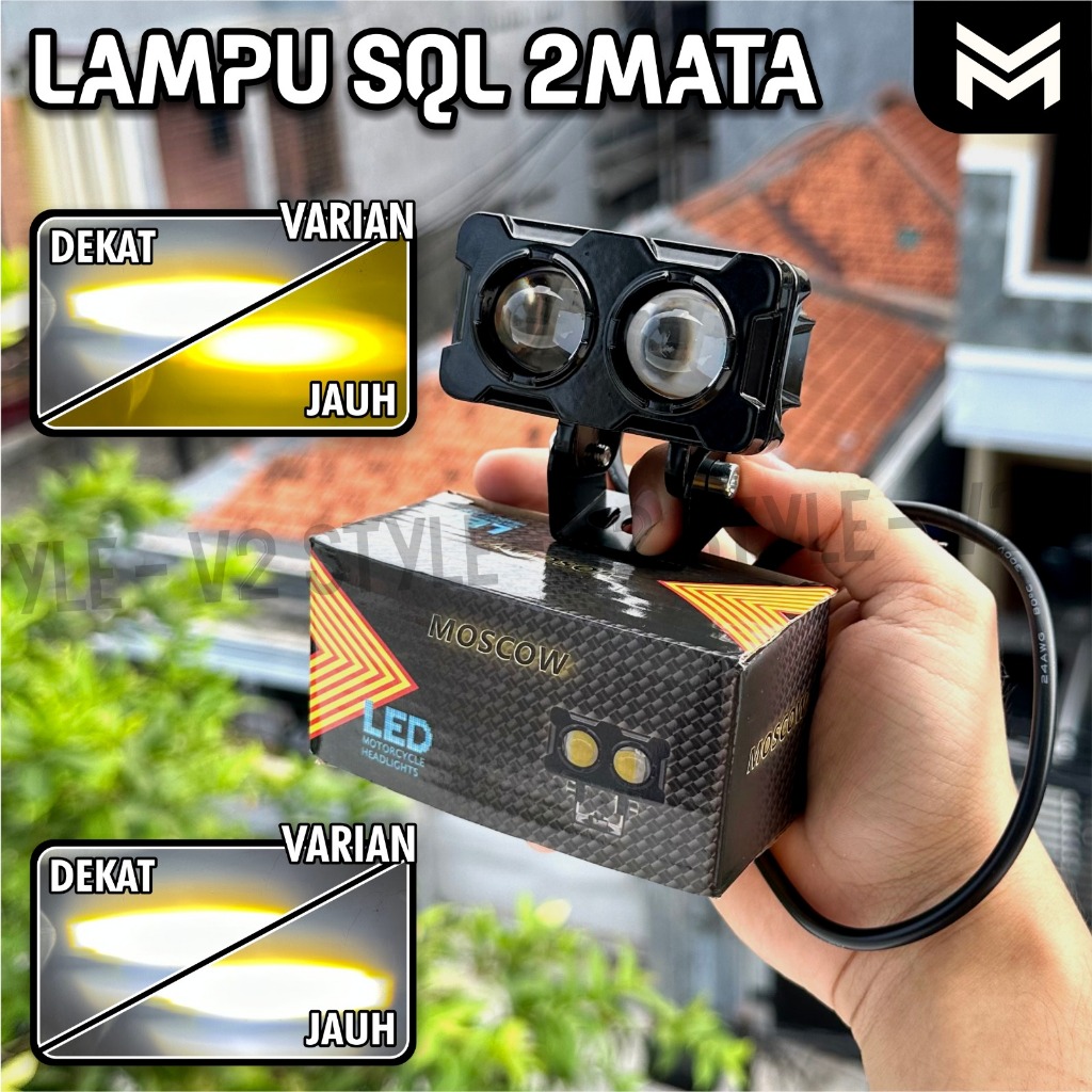 Jual LAMPU SQL 2 MATA LAMPU SOROT TEMBAK OWL LASER LED DOUBLE COLOR