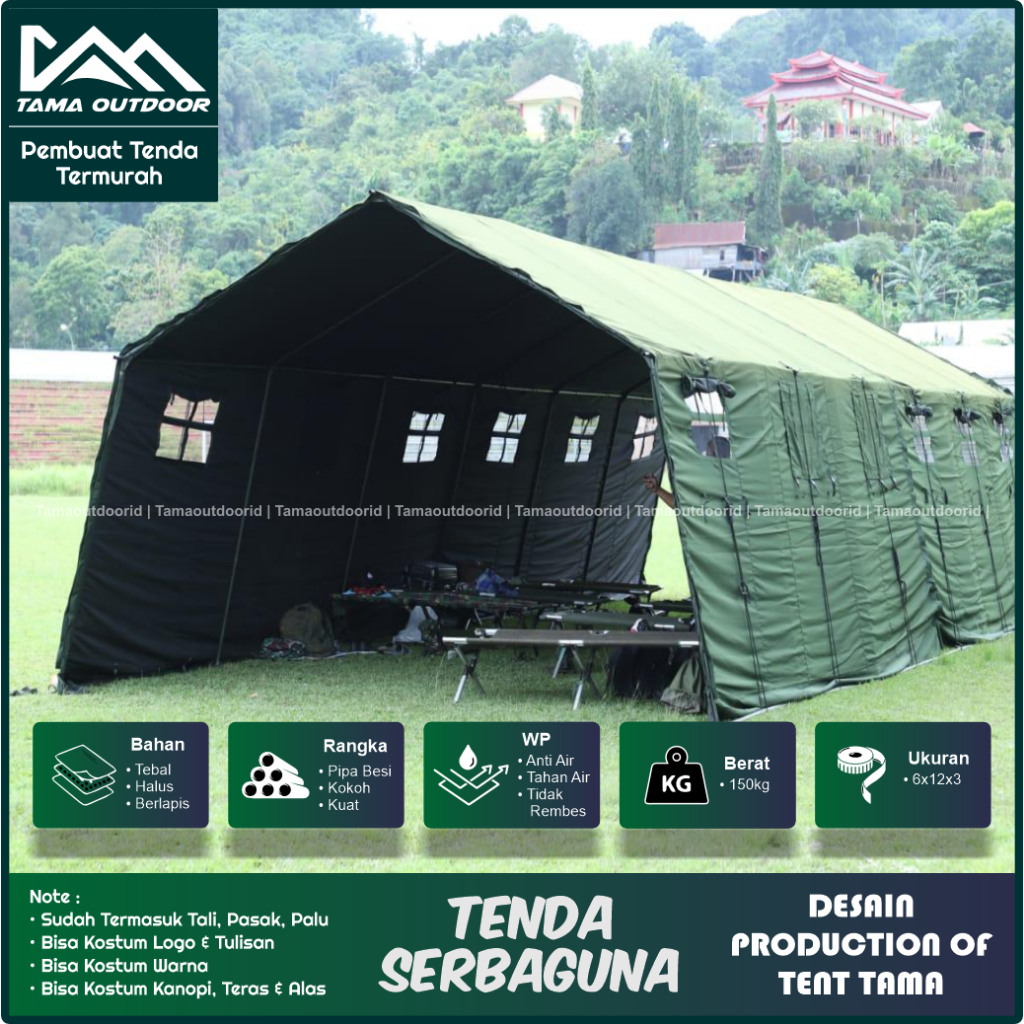 Jual Tenda Serbaguna Peleton Pleton Uk 6M X 12M Regu Komando TNI