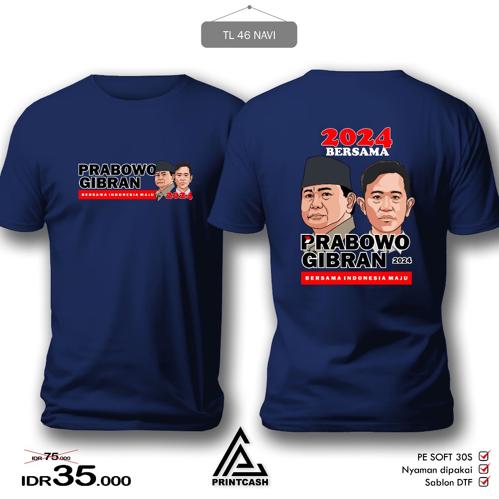 Jual Kaos Prabowo Gibran Kaos Pilpres Kaos Calon Presiden Kaos