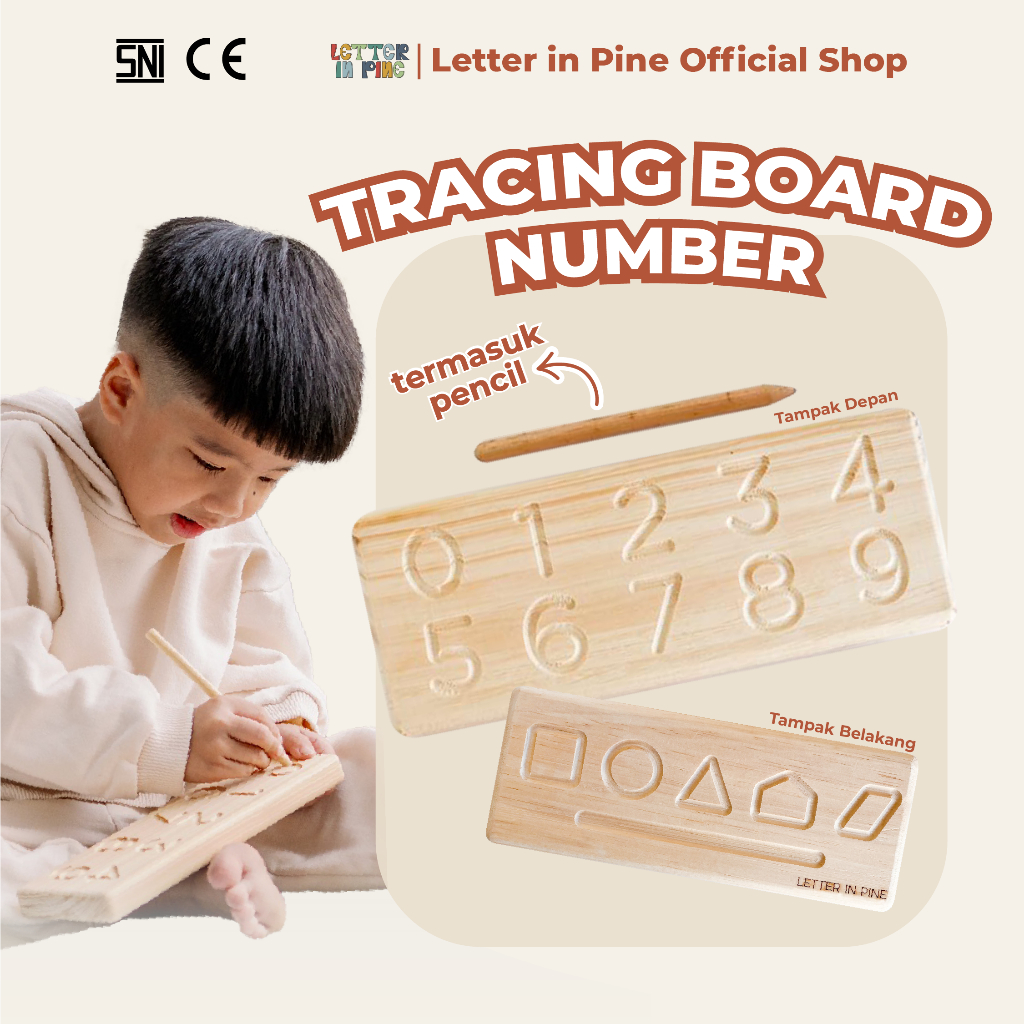 Jual Letterinpine Tracing Board Number Mainan Kayu Wooden Toy Edukasi