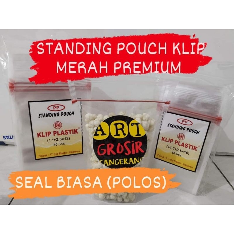 Jual STANDING POUCH 10 X 17 SEAL BIASA SEAL LEBAR MERK KLIP PLASTIK