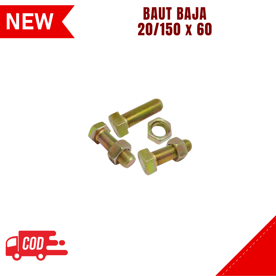 Jual Baut Mur Baja Ukuran X Universal Drat Kasar Warna Hitam