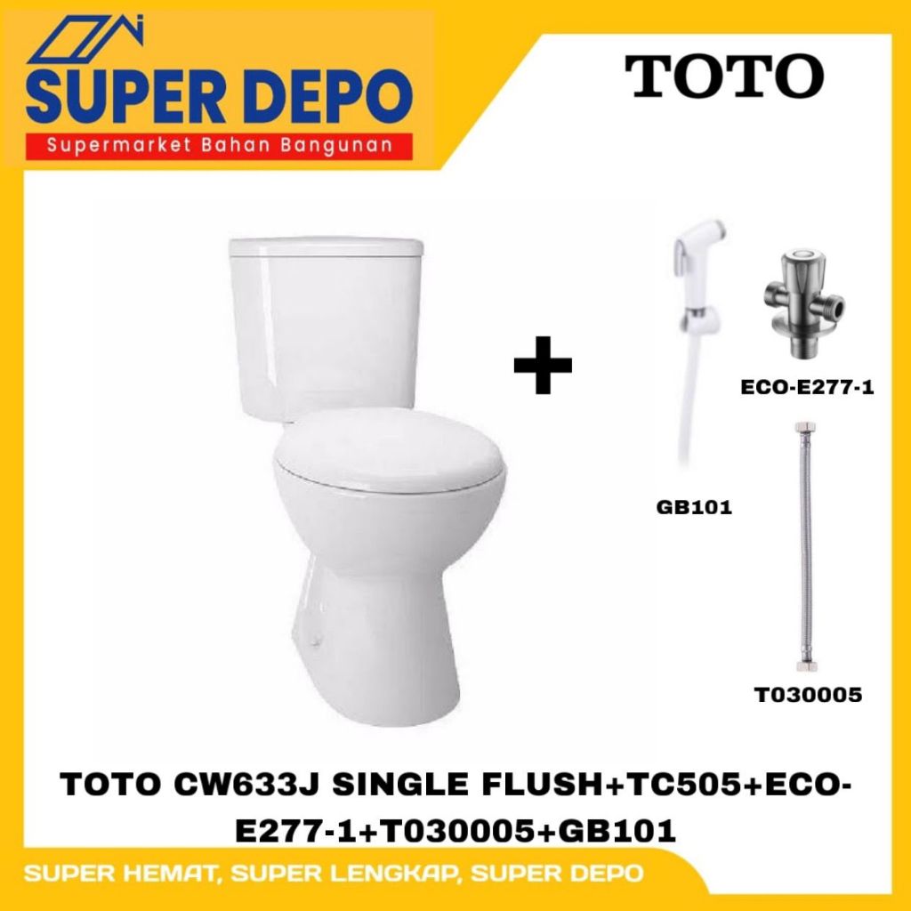 Jual Closet Duduk Set Toto Cw J Single Flush Tc Eco E