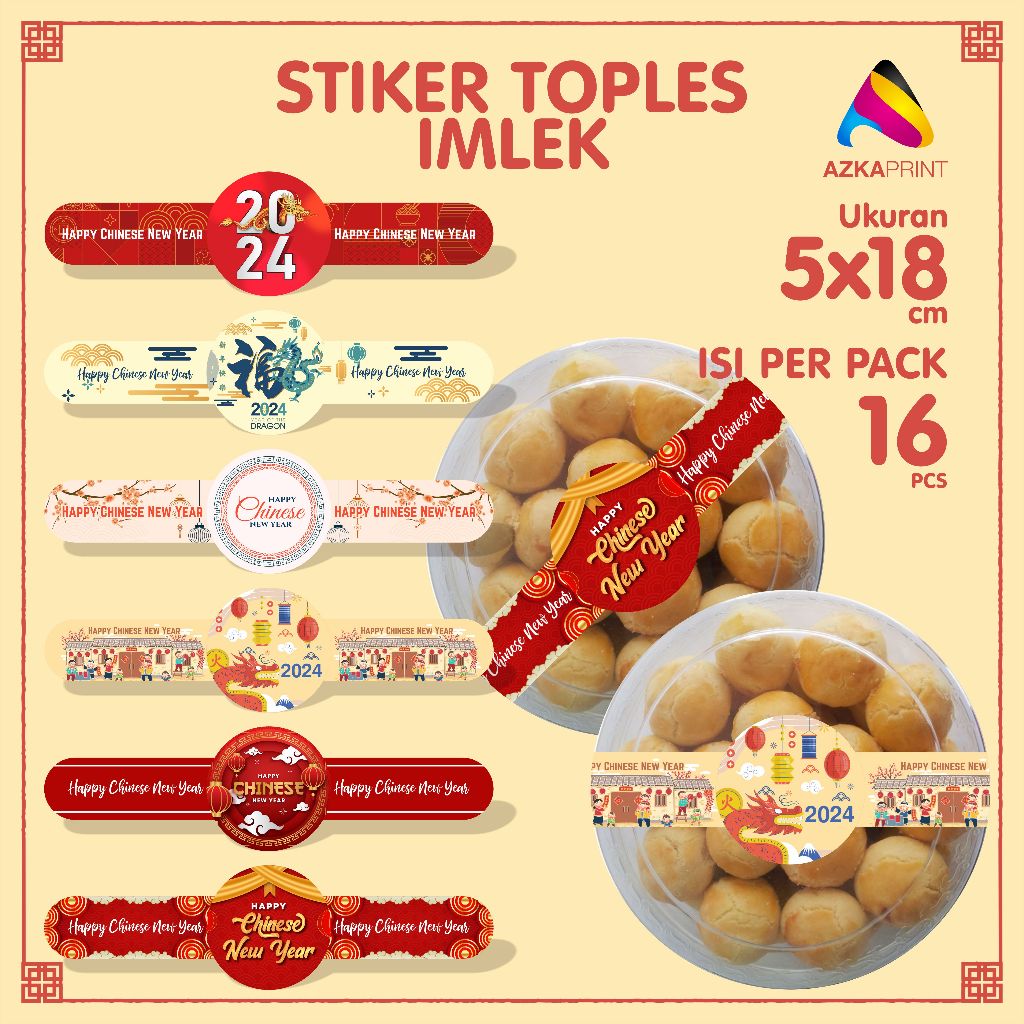 Jual Sticker Toples Imlek Stiker Toples Kue Kering Chinese New Year