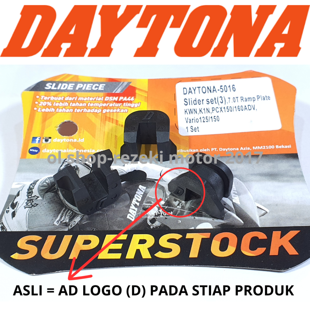 Jual SLIDE PIECE SLIDER ADV PCX VARIO 125 150 ASLI DAYTONA 5016