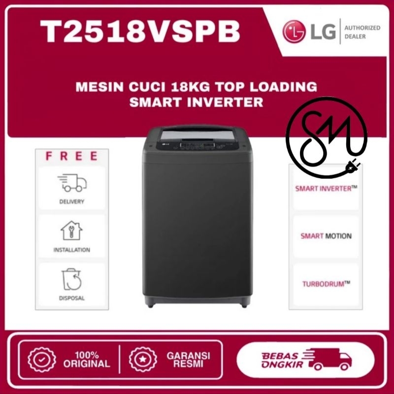 Jual Mesin Cuci LG 18 Kg T2518VSPB 1 Tabung Top Loading 2518VSPB