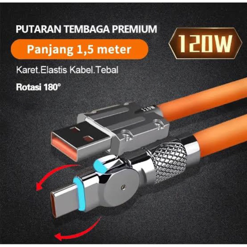 Jual KABEL DATA VIRAL FAST CHARGING ROTASI 180 MISCRO USB TYPE C