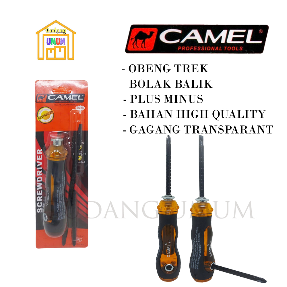 Jual CAMEL Obeng Trek Bolak Balik Panjang 21 5cm Plus Minus Ujung