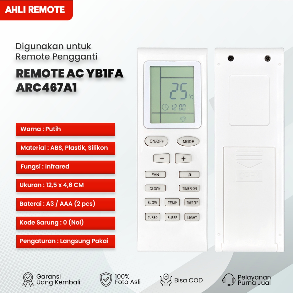 Jual Remot AC Daikin ARC467A1 Remot AC Daikin YB1FA Shopee Indonesia