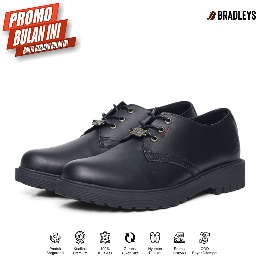 Jual Bradleys Davis Low Black Sepatu Kulit Low Boot Pria Sepatu