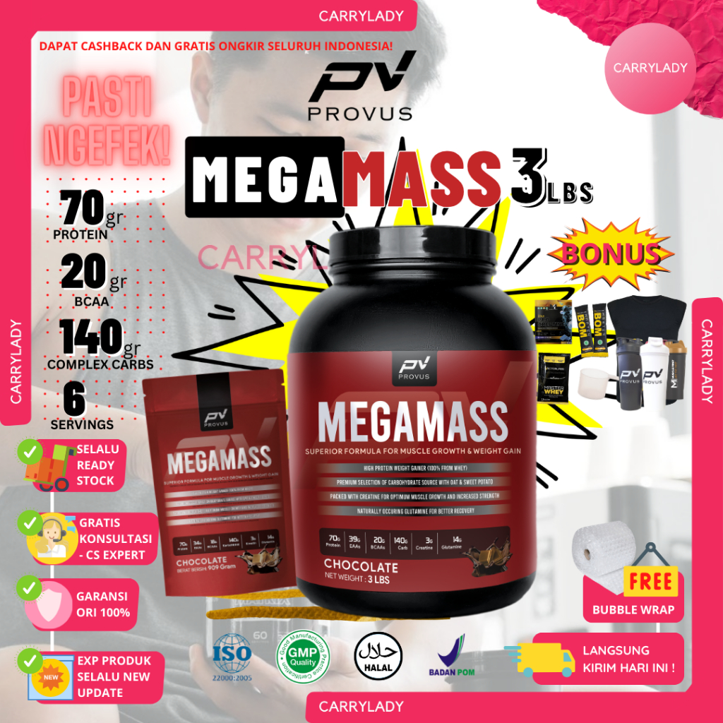 Jual Provus Megamass 3lbs Mega Mass 3 Lbs Gainer 1350 Gram Susu Protein