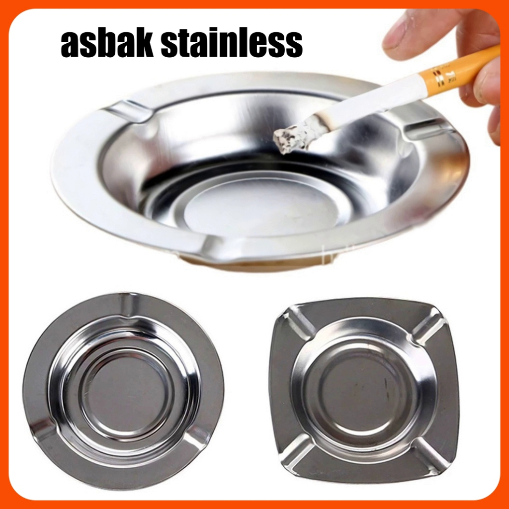 Jual Asbak Stainless Asbak Rokok Bulat Petak Tempat Sampah Rokok