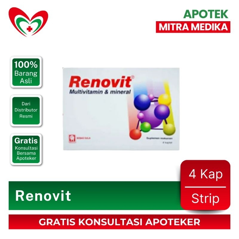 Jual Renovit Strip 4 Kaplet Multivitamin Mineral Renovit 1 Strip