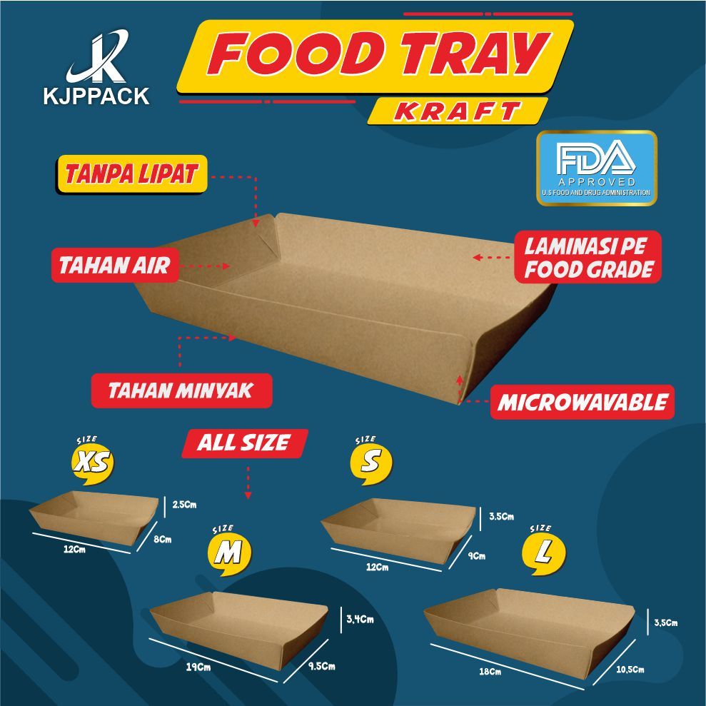 Jual Food Tray Piring Makan Kraft Premium Laminasi Fda Food Grade All