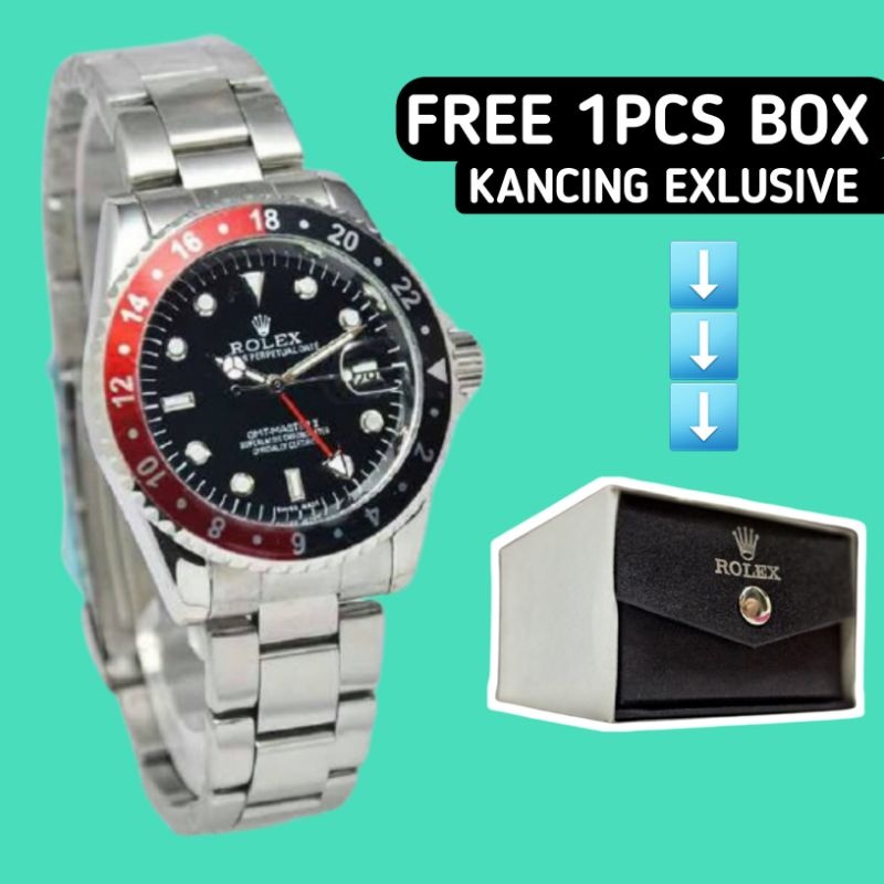 Jual Jam Tangan Rolex Pria Fashion Analog Automatic Tanggal Aktif