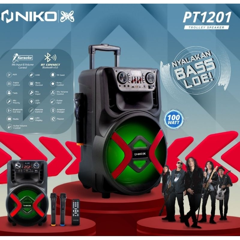 Jual Niko Speaker Portable Bluetooth Ukuran Inch Pt Free Mic