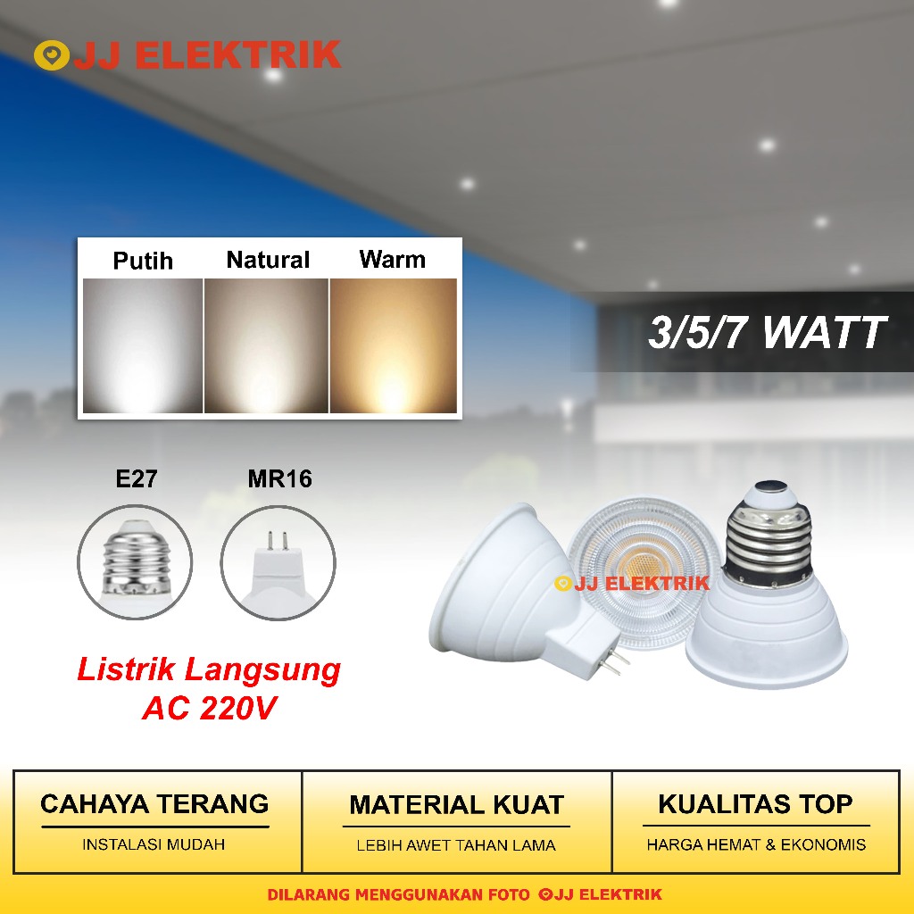 Jual Lampu Sorot LED Spotlight 7W 7 Watt Fitting E27 Ulir Spot Halogen