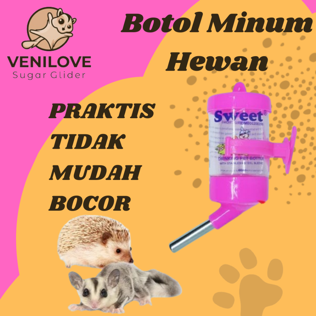 Jual BOTOL MINUM HEWAN BOTOL TETES TEMPAT MINUM SUGAR GLIDER HAMSTER