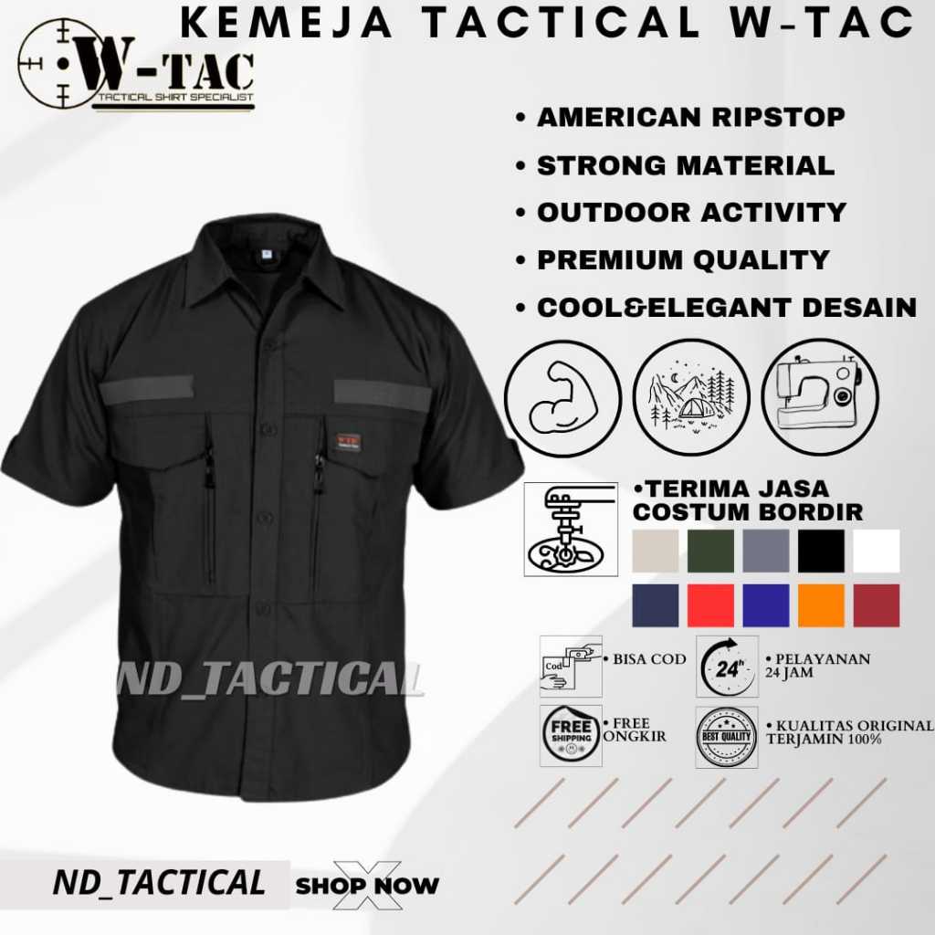 Jual Kemeja Tactical W TAC Pendek Baju Lapangan Outdoor Pria Seragam