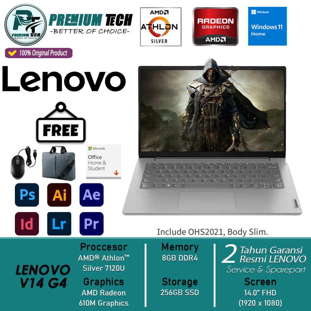 Jual Laptop Murah Lenovo V14 G4 AMD Athlon Silver 7120U RAM 8GB 256GB