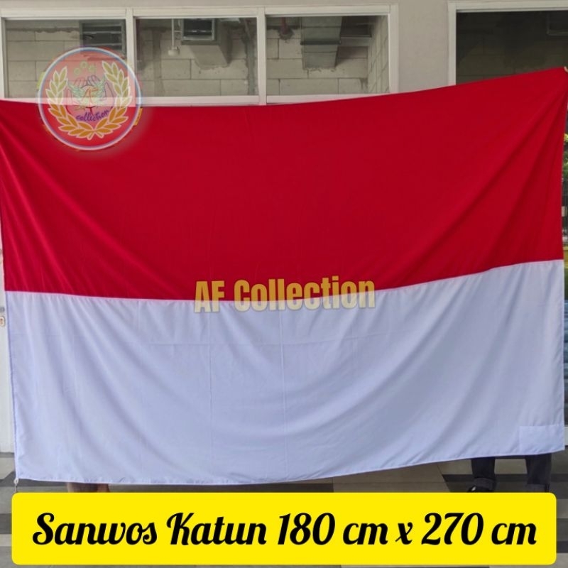 Jual Bendera Merah Putih Bahan Sanwos Katun 180 Cm X 270 Cm Pakai