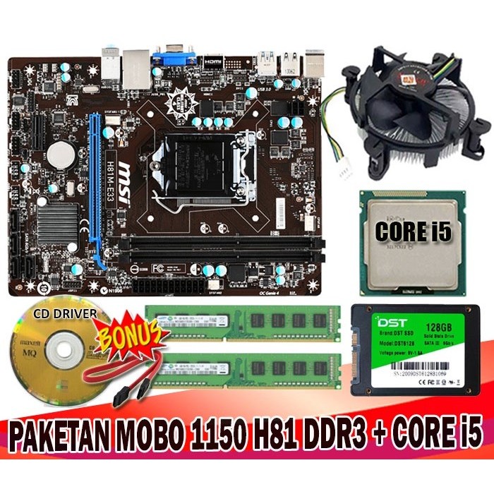 Jual Paket Rakitan LGA 1150 Mainboard H81 DDR3 Core I5 Fan RAM