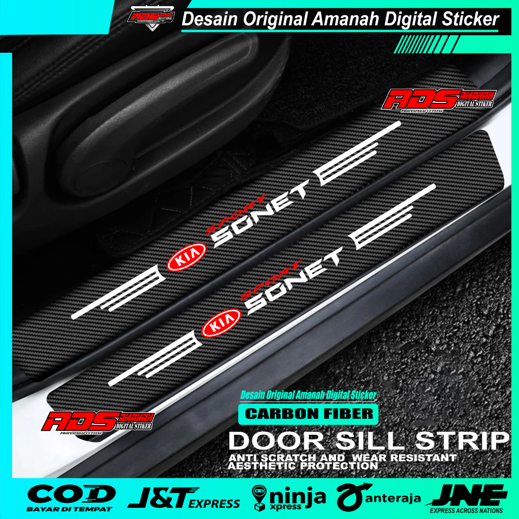 Jual Stiker Sill Plate Mobil Kia Sonet Karbon 3D Pelindung Pintu Dari