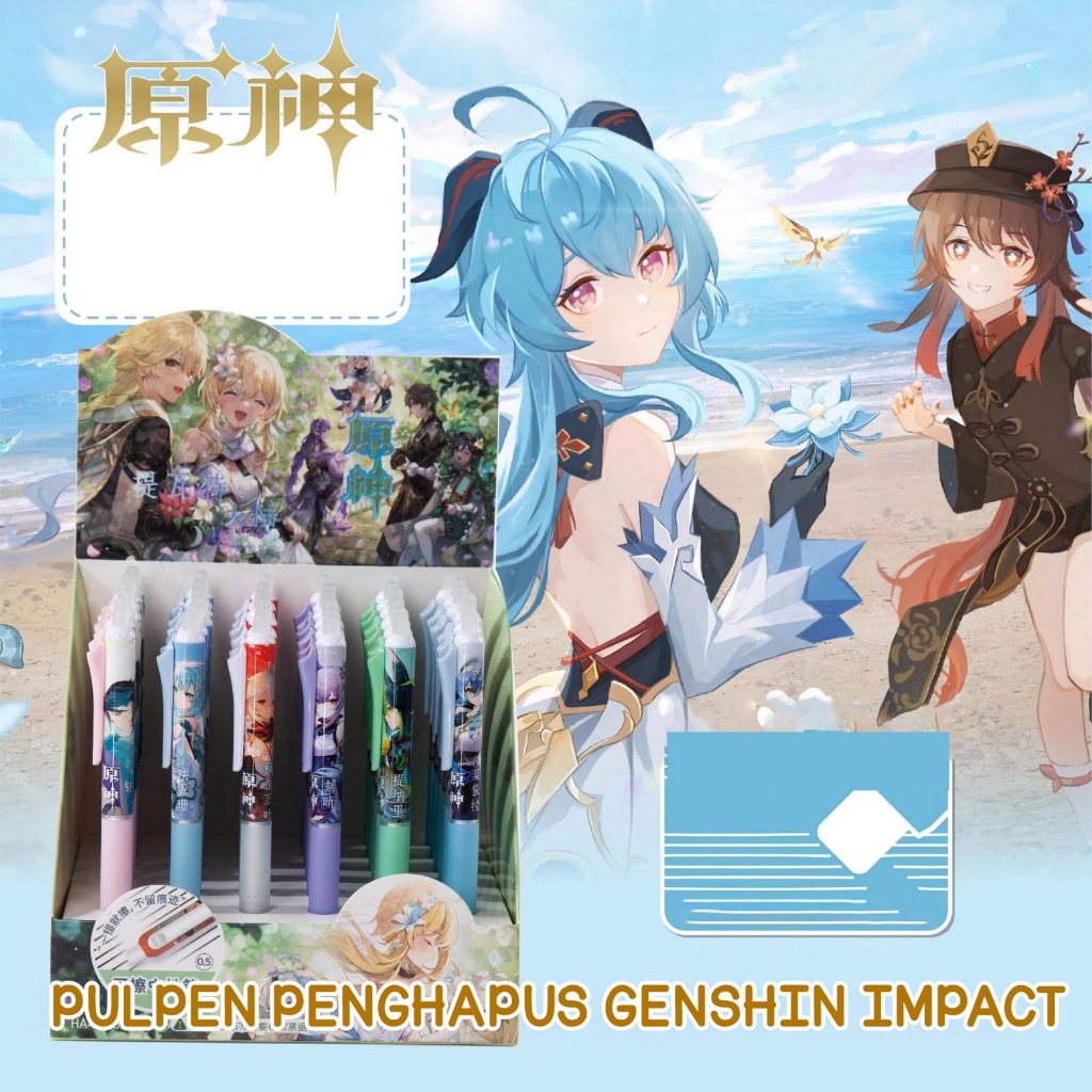 Jual Gemilang Pulpen Penghapus Genshin Impact Tinta Biru Mm Pen