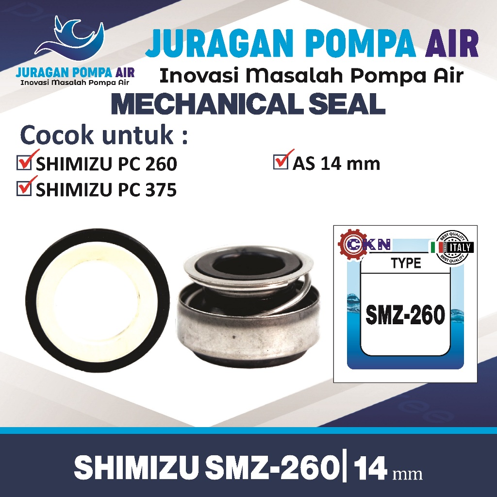 Jual MECHANICAL SEAL POMPA AIR SHIMIZU SMZ 260 375 SIL MEKANIK