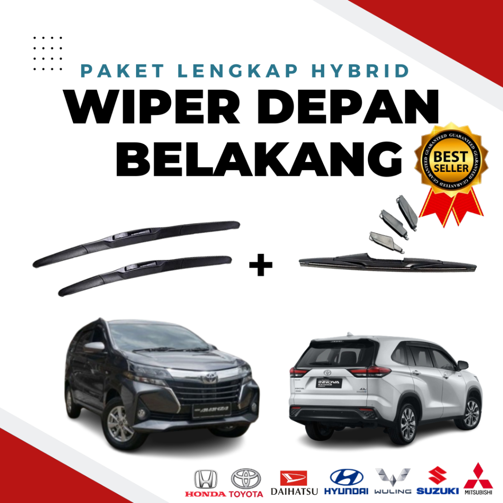 Jual Paket Lengkap Wiper Hybrid Kaca Depan Wiper Kaca Belakang Single