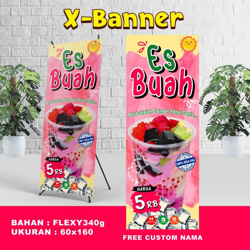 Jual Spanduk Banner Es Buah Prasmanan Es Campur FREE CUSTOM NAMA