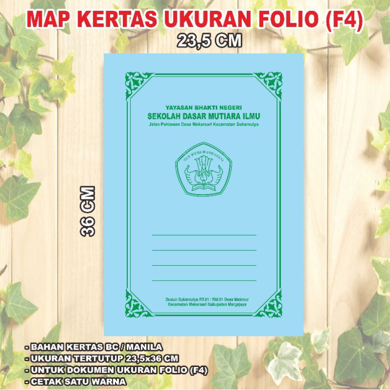 Jual Map Kertas Cetak Satu Warna Map Holder Map Custom Stopmap