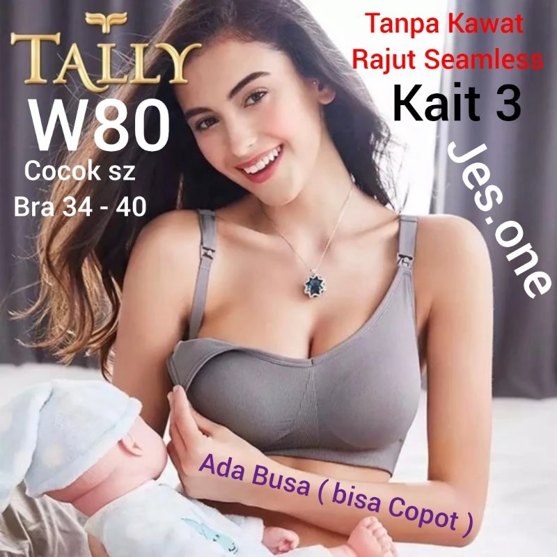 Jual Tally W80 Bra BH Menyusui Tanpa Kawat Busa Tipis Bahan Rajut