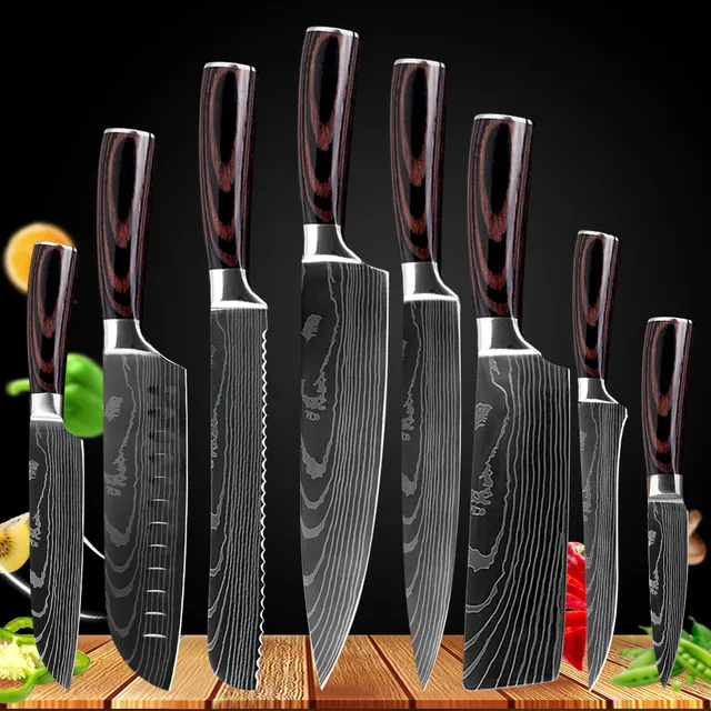 Jual Pisau Dapur Profesional Stainless Steel Chef Damascus Pattern